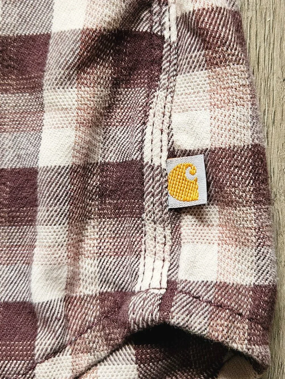 Carhartt Womens Medium Rugged Flex Plaid Flannel Shirt Brown Tan Button Up M 8 1 - Picture 5 of 9